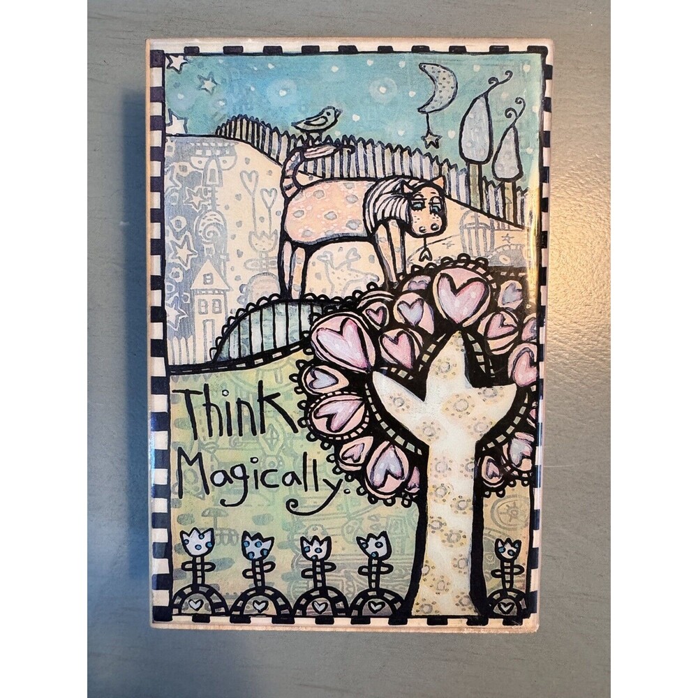 Whimsical Art Animals Inspirational Original Artwork Signed Artist Mixed Media